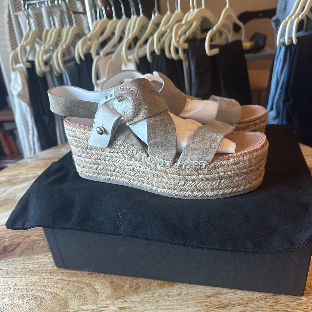 Rag & Bone August Espadrille Platform Sandal Size 37 in Light Sand - Picture 3 of 4